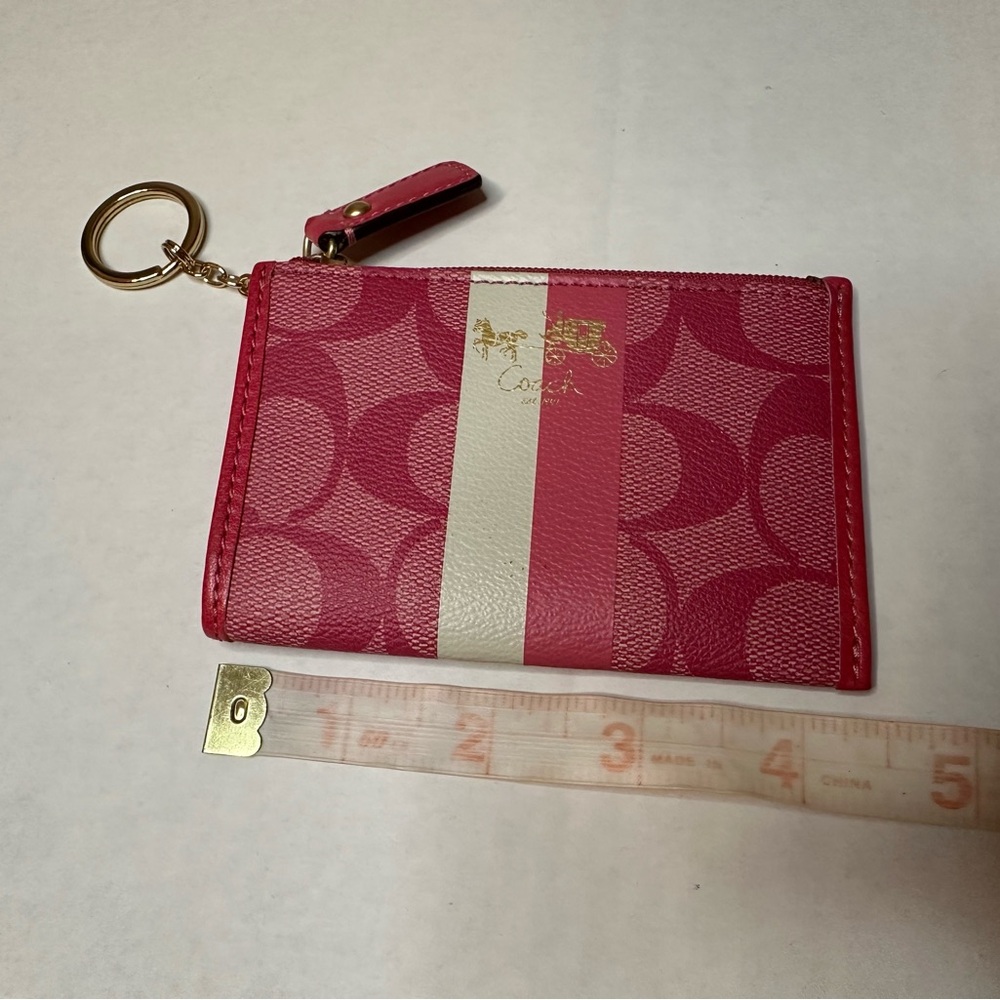Mini Coach Pink and Cream Card Holder with Keyring